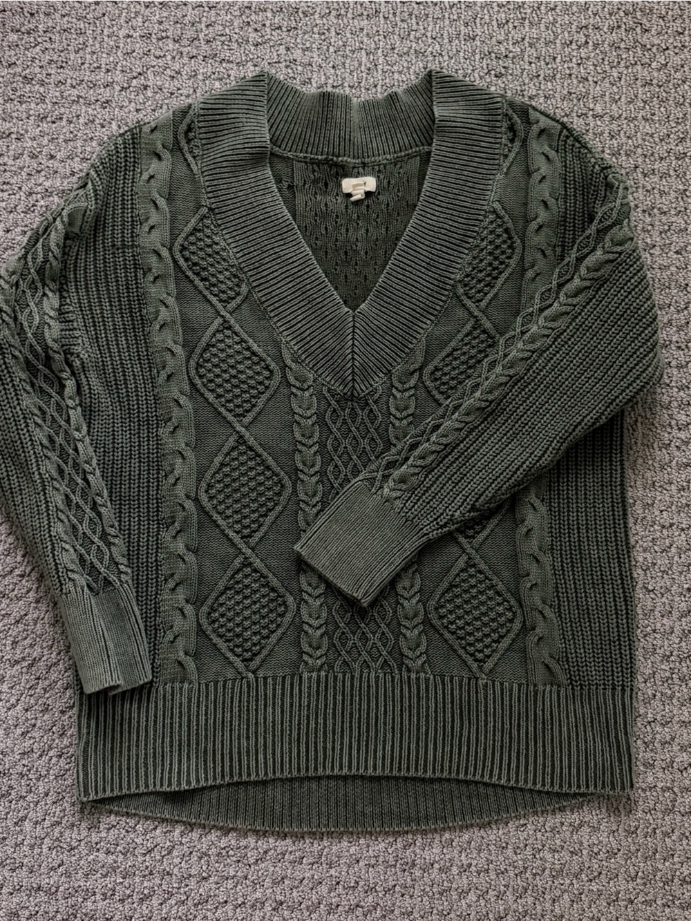 Olive Green Cable Knit oversized Sweater size small